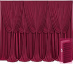 10 Panels Burgundy Backdrop Curtains for Wedding Party Wrinkle Free Backdrops Curtain Drapes Fabric Decorations
