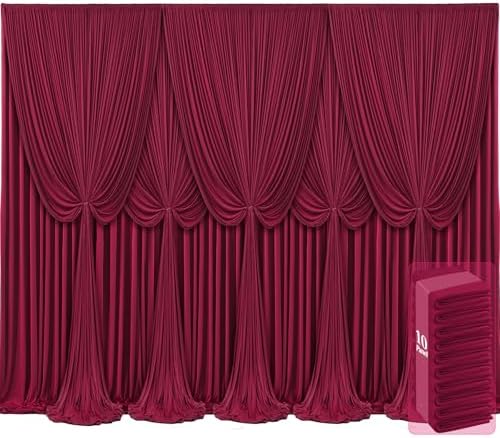 10 Panels Burgundy Backdrop Curtains for Wedding Party Wrinkle Free Backdrops Curtain Drapes Fabric Decorations