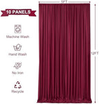 10 Panels Burgundy Backdrop Curtains for Wedding Party Wrinkle Free Backdrops Curtain Drapes Fabric Decorations, alternate