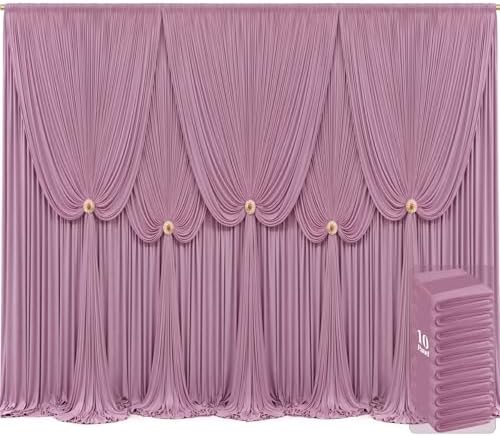 10 Panels Dusty Pink Backdrop Curtains for Wedding Party Wrinkle Free Backdrops Curtain Drapes Fabric