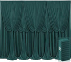 10 Panels Hunter Green Backdrop Curtains for Wedding Party Wrinkle Free Backdrops Curtain Drapes Fabric