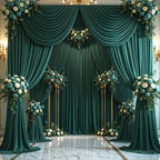 10 Panels Hunter Green Backdrop Curtains for Wedding Party Wrinkle Free Backdrops Curtain Drapes Fabric, alternate view 2