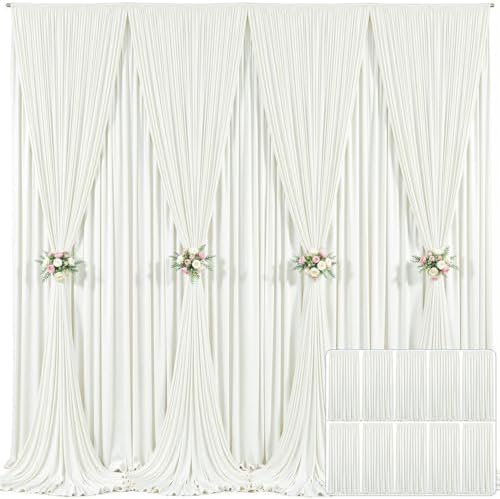 10 Panels Ivory Backdrop Curtain for Wedding Parties Wrinkle Free Ivory Photo Curtains Backdrop Drapes Fabric