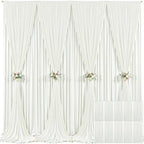 10 Panels Ivory Backdrop Curtain for Wedding Parties Wrinkle Free Ivory Photo Curtains Backdrop Drapes Fabric