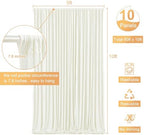 10 Panels Ivory Backdrop Curtain for Wedding Parties Wrinkle Free Ivory Photo Curtains Backdrop Drapes Fabric, alternate view