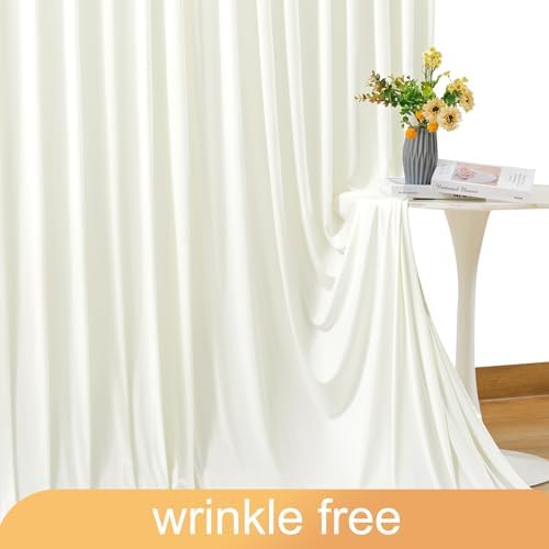 10 Panels Ivory Backdrop Curtain for Wedding Parties Wrinkle Free Ivory Photo Curtains Backdrop Drapes Fabric, alternate view