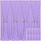 10 Panels Lavender Backdrop Curtain for Parties Wedding Wrinkle Free Light Purple Photo Curtains Backdrop Drapes