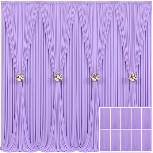 10 Panels Lavender Backdrop Curtain for Parties Wedding Wrinkle Free Light Purple Photo Curtains Backdrop Drapes