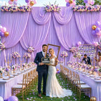 10 Panels Lavender Backdrop Curtain for Parties Wedding Wrinkle Free Light Purple Photo Curtains Backdrop Drapes, alternate