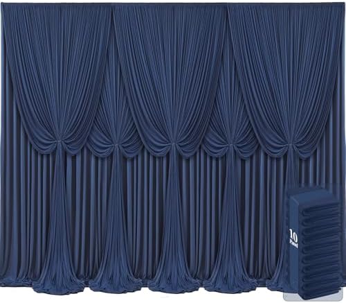 10 Panels Navy Blue Backdrop Curtains for Wedding Party Wrinkle Free Backdrops Curtain Drapes Fabric Decorations