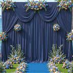10 Panels Navy Blue Backdrop Curtains for Wedding Party Wrinkle Free Backdrops Curtain Drapes Fabric Decorations, alternate