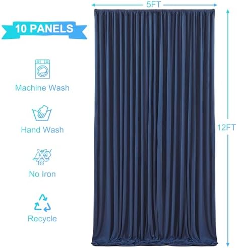 10 Panels Navy Blue Backdrop Curtains for Wedding Party Wrinkle Free Backdrops Curtain Drapes Fabric Decorations, alternate