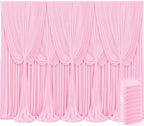 10 Panels Pink Backdrop Curtains for Wedding Party Wrinkle Free Backdrops Curtain Drapes Fabric Decorations