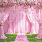 10 Panels Pink Backdrop Curtains for Wedding Party Wrinkle Free Backdrops Curtain Drapes Fabric Decorations, alternate view 5