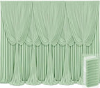 10 Panels Sage Green Backdrop Curtains for Wedding Party Wrinkle Free Backdrops Curtain Drapes Fabric