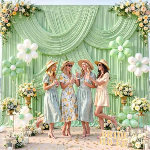 10 Panels Sage Green Backdrop Curtains for Wedding Party Wrinkle Free Backdrops Curtain Drapes Fabric, alternate view 4