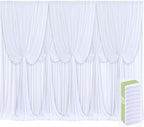 10 Panels White Backdrop Curtains for Wedding Party Wrinkle Free Backdrops Curtain Drapes Fabric Decorations