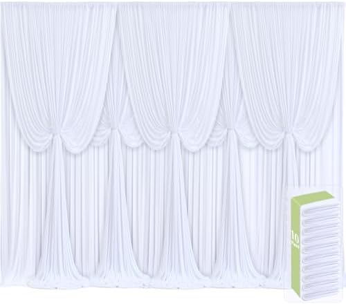 10 Panels White Backdrop Curtains for Wedding Party Wrinkle Free Backdrops Curtain Drapes Fabric Decorations