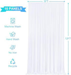 10 Panels White Backdrop Curtains for Wedding Party Wrinkle Free Backdrops Curtain Drapes Fabric Decorations, alternate view