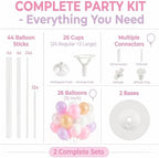 10" Pastel Party Balloon Column Kit Set of 2 For Themed Party in 26 Count (Pack of 2) in Pink Purple Confetti, alternate view