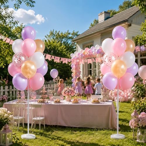 10" Pastel Party Balloon Column Kit Set of 2 For Themed Party in 26 Count (Pack of 2) in Pink Purple Confetti, alternate view