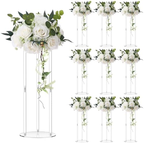 10 Pcs 20 Inch Wedding Centerpieces for Tables Flower Stand in Clear