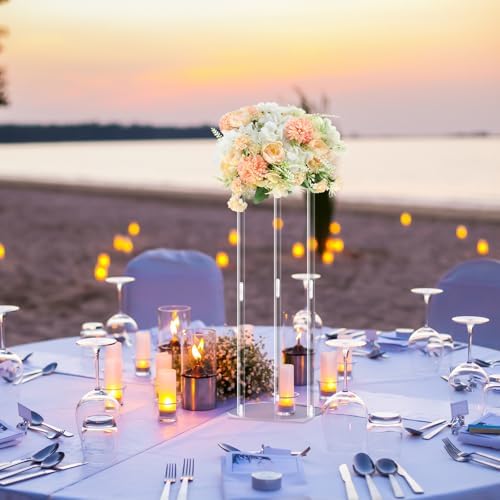10 Pcs 20 Inch Wedding Centerpieces for Tables Flower Stand in Clear, alternate view 7