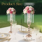 10 Pcs 21.6 Inch Crystal Flower Stand Gold Wedding Centerpieces Gold Flower Stand Vases Centerpiece Decorations, alternate