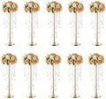 10 Pcs 21.65 inches Crystal Flower Stand Wedding Centerpieces for Tables, Tabletop Gold Metal Flower Arrangement