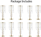 10 Pcs 21.65 inches Crystal Flower Stand Wedding Centerpieces for Tables, Tabletop Gold Metal Flower Arrangement, alternate