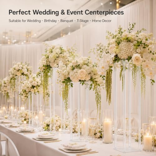 10 Pcs 23.6in Wedding Centerpieces for Tables with Acrylic Laminate in Clear, alternate view 5