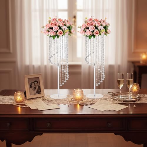 10 Pcs 31.5" Clear Acrylic Tall Flower Vases - Cylinder Pedestal Stands for The Table Centerpieces for Parties, alternate