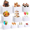 10 Pcs Acrylic Buffet Risers, Large Stackable Food Display Stand, Nesting Cube Box with Hollow Bottom, Food