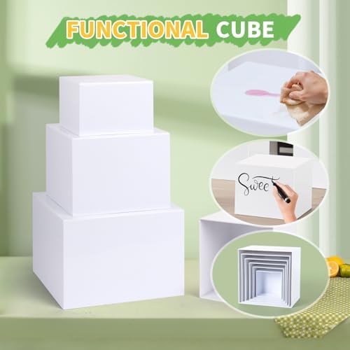 10 Pcs Acrylic Buffet Risers, Large Stackable Food Display Stand, Nesting Cube Box with Hollow Bottom, Food, alternate view 3