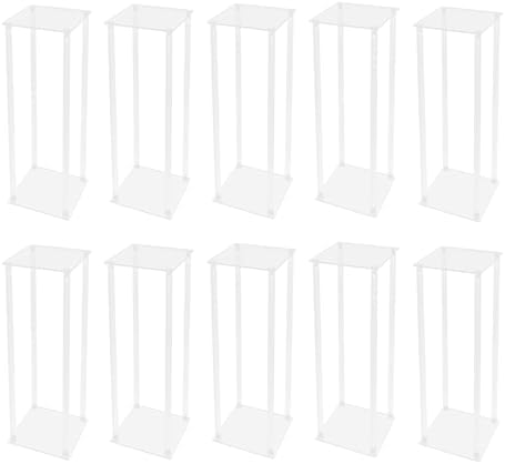 10 Pcs Acrylic Centerpiece Stand, 23.6'' Tall Clear Column Flower Vase Flowers Stand, Rectangular Flower Display