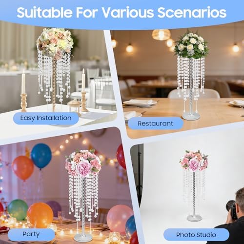 10 PCS Acrylic Vases, Versatile Crystal Wedding Flower Stand, 21.7in Flower Decorative Arrangement Holders for, alternate