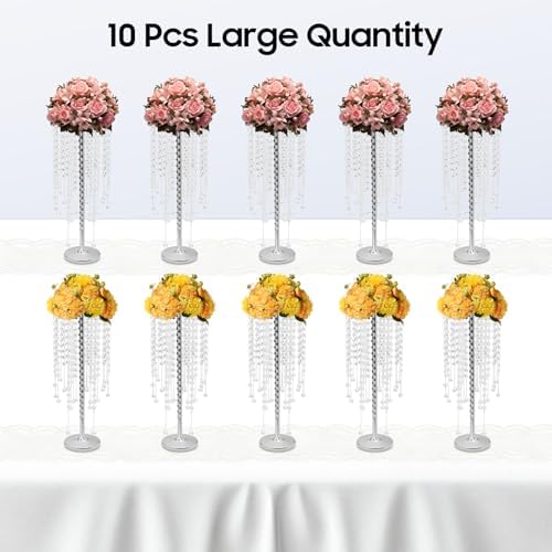 10 PCS Acrylic Vases, Versatile Crystal Wedding Flower Stand, 21.7in Flower Decorative Arrangement Holders for, alternate