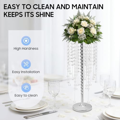 10 PCS Acrylic Vases, Versatile Crystal Wedding Flower Stand, 21.7in Flower Decorative Arrangement Holders for, alternate