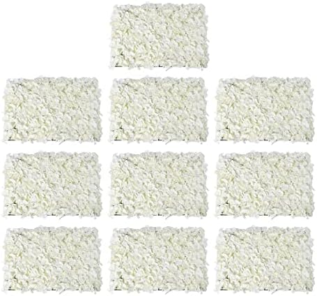 10 PCS Artificial Flower Wall Panel 24" x 16" Faux Flowers Wall Decoration Miky-White Hydrangea Flower Panels