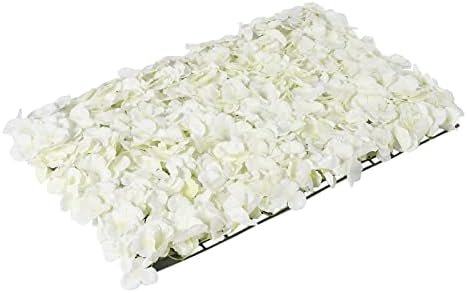 10 PCS Artificial Flower Wall Panel 24" x 16" Faux Flowers Wall Decoration Miky-White Hydrangea Flower Panels, alternate view