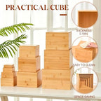 10 Pcs Bamboo Buffet Risers and Stands for Food, 3''-9.8'' in Bamboo, alternate view 4