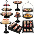 10 Pcs Black Cake Stand Set Metal Cupcake Stands, Multiple Styles Dessert Display Tower for Candy Fruit, Cake