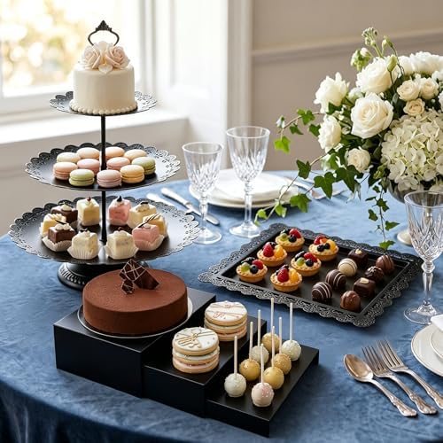 10 Pcs Black Cake Stand Set Metal Cupcake Stands, Multiple Styles Dessert Display Tower for Candy Fruit, Cake, alternate view