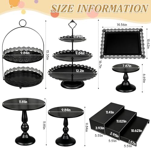 10 Pcs Black Cake Stand Set Metal Cupcake Stands, Multiple Styles Dessert Display Tower for Candy Fruit, Cake, alternate view