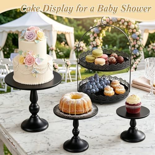 10 Pcs Black Cake Stand Set Metal Cupcake Stands, Multiple Styles Dessert Display Tower for Candy Fruit, Cake, alternate view