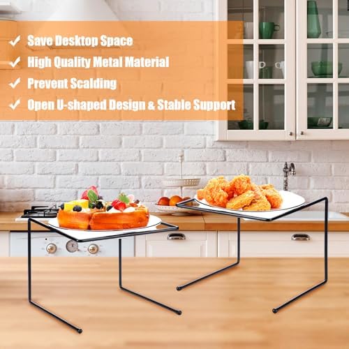 10 Pcs Black Metal Pizza Stand Pizza Display Rack Serving Tray in black, alternate view 6