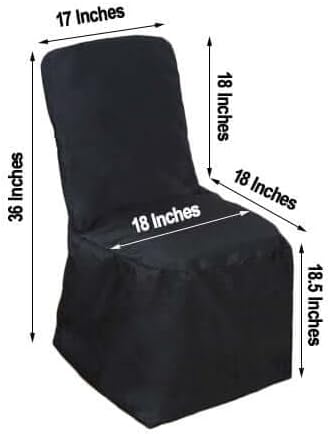 10 PCS Black Polyester Square Top Banquet Chair Covers, Reusable or 1x Use Chair Covers, alternate view 2
