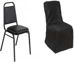 10 PCS Black Polyester Square Top Banquet Chair Covers, Reusable or 1x Use Chair Covers, alternate view 7