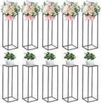 10 PCS Black Vases Flower Stands 31.5", Wedding Centerpieces for Tables, Metal Geometric Flower Vase, Tall