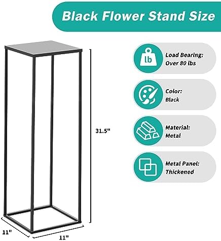 10 PCS Black Vases Flower Stands 31.5", Wedding Centerpieces for Tables, Metal Geometric Flower Vase, Tall, alternate view 3